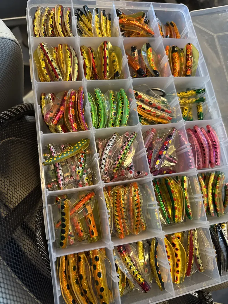 Tackle box of trout lures